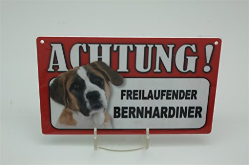 BERNHARDINER - Tierwarnschild - VORSICHT Tier Warnschild 20x12 cm Hund Hunde Schild 6