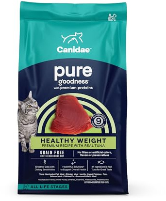 CANIDAE Pure Goodness Healthy Weight Dry Cat Food, Real Tuna, 10 lb