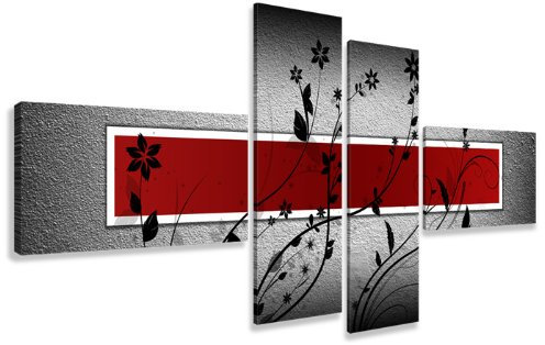 Visario 160 x 70 cm Bild auf Leinwand abstrakt grau rot 6535-SCT deutsche Marke und Lager - Die Bilder/das Wandbild/der Kunstdruck ist fertig gerahmt