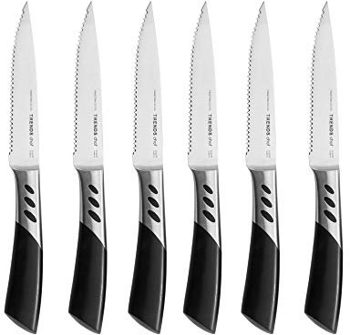 TRENDS Steak Knife Set of 6, These Steak Knives are Ultra-Sharp and Never Require Sharpening. Premium Quality German Stainless Steel Make These Steak Knives Ideal Serrated Steak Knives