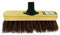 10” Broom Head with Natural Bassine Hard Bristle, Wooden Broom Head for Outdoor Sweeping Scrub Brush with Bracket Connector