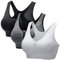 CARETOO Damen Sport BH Stark Halt Active Bra Höhe Beanspruchung Trainieren Bustier Fuer Yoga Fitness - Mit Reißverschluss Schwarz + Weiß + Grau, L