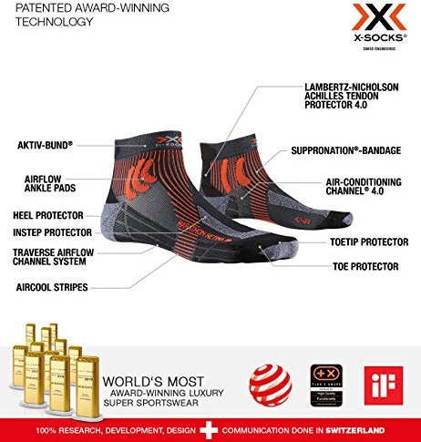 X-Bionic Unisex Retina Socken, G205 Stone Grey Melange/X-Orange, 41 EU