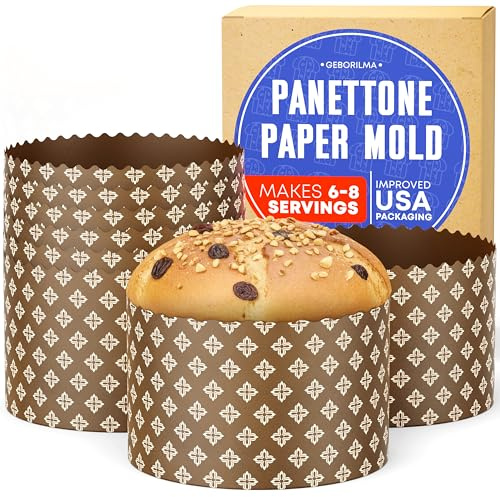 Geborilma 24 oz Panettone Paper Molds 6 Pack - 6 inch x 4 inch - Gold - Partially Reusable - Perfect for Easter, Christmas, Thanksgiving, Mother’s Day