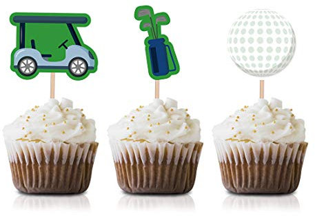 Golf Cupcake Toppers Picks, 24-Pack Birthday Or Retirement Party Supply Decorations