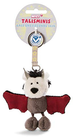 NICI Fledermaus 7cm Talisminis – Fledermaus Kuscheltieranhänger mit Schlüsselring für Schlüsselband, Schlüsselbund, Schlüsselhalter & Schlüsselkette – Taschenanhänger mit Botschaft
