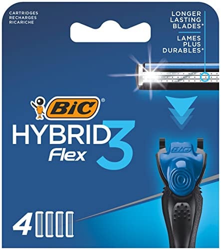 BIC Deutschland Rasierklingen für Herren Rasierer Hybrid 3 Flex, 4er Nachfüllpack für den Nassrasierer mit 3 Titanium Klingen, 4 Stück