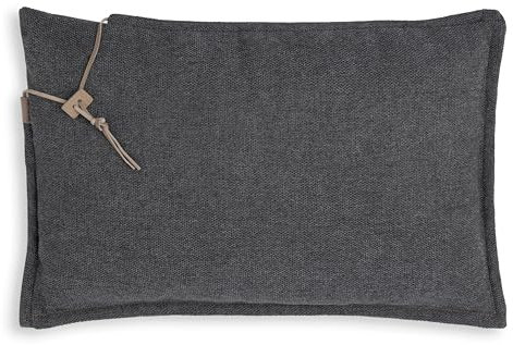 KNIT FACTORY - Imre Kissen - Modernes Dekokissen mit feinmaschigen Strickmotiv - Kissenhülle mit Kissenfüllung - Rechteckige Sofakissen - 60x40 - Anthrazit
