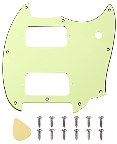 Yootones HH Gitarren-Schlagbrett mit 9 Löchern, runde Ecken, 2 Humbucker, kompatibel mit Squier Bullet Series Mustang E-Gitarre (3-lagig, mintgrün)