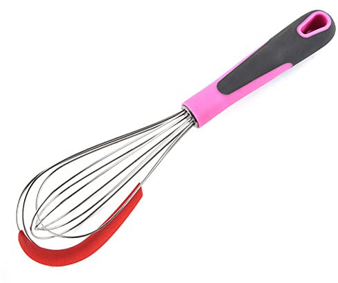 YANYUESHOP Batteur à Oeufs en Acier Inoxydable à 6 Fils avec Manche Rond en Plastique bâton d'agitation Batteur à crème de Cuisine
