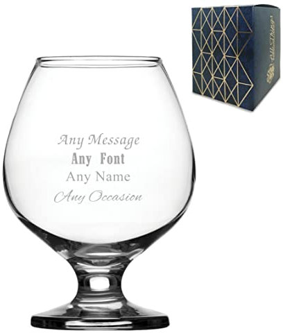 Personalised Engraved Seasonal Any Message Bistro Brandy, 14oz/414ml Tumbler Glass, Thoughtful Customised Gift, Laser Engraved in The UK, Dishwasher Safe Clear Glass, Dishwasher Safe