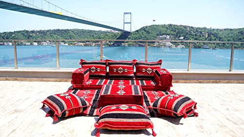 Orientalische Wohnzimmersofas, Floor Sofa Set, Ethnic Sofa, Sofa Covers, SchlafsofaEthnic Sofa, sofabezug, big sofa, sofa husse (Sofa + Teppich + Ottomane, 4'' Dicke (10 cm))