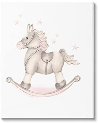Stupell Industries Studio Q Schaukelpferd für Kinderzimmer, Rosa