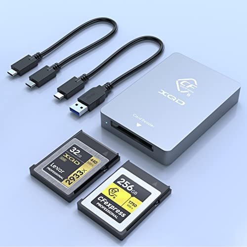 3-in-1 CFexpress Type B/XQD/SD Card Reader, USB 3.2 Gen 2 10Gbps CFexpress Type B Card Reader with Dual Slot Compatible with Sony G/M Series/Lexar/CF Express Type B for Windows/Mac OS/Linux