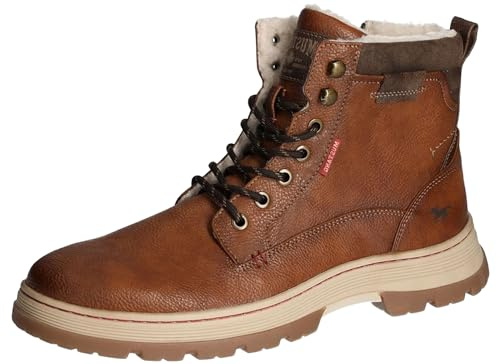 MUSTANG Herren Stiefelette Schnürboot Profilsohle Warmfutter 4192-601, Größe:44 EU, Farbe:Braun
