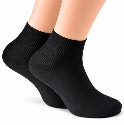 15 Paar schwarze Herren KURZ Socken ohne Gummi, 100% Baumwolle, Business handgekettelt ohne Naht, für Diabetiker geeignet, Anzug arkenware Cocain Gr. 47-50