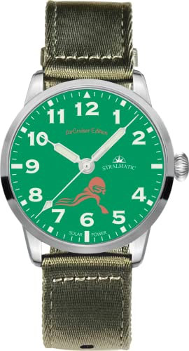Stralmatic Arkona Fliegeruhr Air Cruiser Solarmatic grünes Zifferblatt Textil Armband SAC11206 – Made in Germany