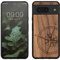 kwmobile Hülle kompatibel mit Google Pixel 8 Hülle - Holz Case - Handy Cover - TPU Handyhülle in Dunkelbraun Kompass Vintage