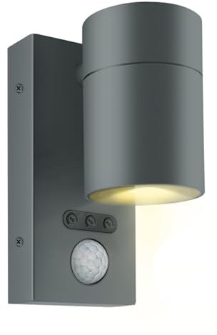 Kerry Outside Wall Lights with Sensor, IP65 Waterproof Downward Outdoor Lighting, External PIR Wall Mount Security Downlight, Anthracite Grey Stainless Steel Exterior Light Mains Powered (Bulb Excl.)