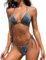 Silkglory Samt Pailletten Triangel Bikini Damen Funkelnd Brazilian Sexy String Tanga Bademode Damen,V-Ausschnitt Rückenfrei Curvy Zweiteiliger Hoher Schnitt Blau Bikini Damen - S