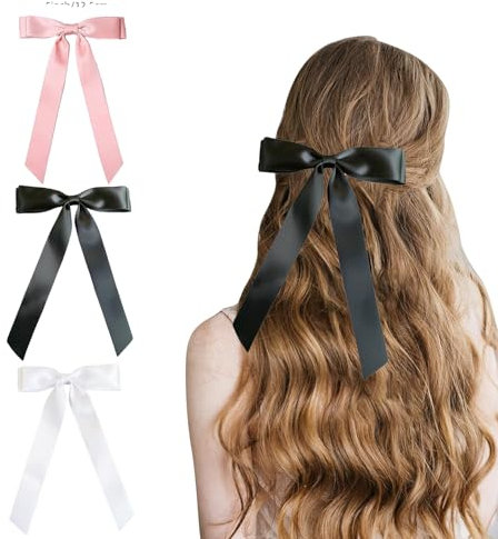 GWAWG 3 Pinces à Cheveux Arc France, Pinces à Cheveux Ruban Filles Dames, Bandeaux Noeud Femmes, Bandes De Cheveux Frange Cheveux Filles, Pinces à Cheveux Satin Soyeux