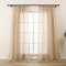L.Z.E Vorhänge Beige für Wohnzimmer, Transparente Gardinen mit Kräuselband für Schienensystem, Sand Schiene Gardine Vorhang für Schlafzimmer, 2er Set Leinenoptik Gardinenschals Modern 225 cm Lang