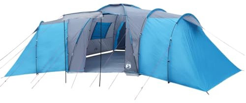 vidaXL Kuppelzelt, Familienzelt für 12 Personen Wasserdicht, Campingzelt mit Abnehmbarem Überzelt Insektenschutz, Outdoor Zelt Gruppenzelt, Blau