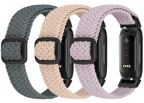 Ecogbd Elastisches Nylon Armband Kompatibel mit Fitbit Inspire 3/Inspire 2/Inspire/Inspire HR/Ace 3/Ace 2, Weiche Verstellbares Sport Ersatzarmband für Damen Herren