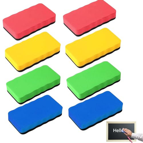 8PCS White Board Foam Cleaner Whiteboard Rubber Magnetic Cleaner Erasure Dry Wipe Board Whiteboard Eraser for Home Office Classroom Teacher Student Supplies Whiteboard Accessories