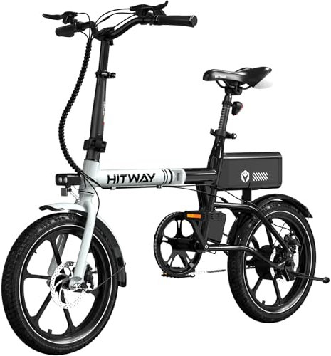 HITWAY E Bike 16 Zoll Elektrofahrrad E Bike, Pedelec mit 250W Motor, 25km/h Geschwindigkeit, 324Wh Batterie E-Fahrräder für Erwachsene BK35S (Schwarz-BK35S-9Ah)