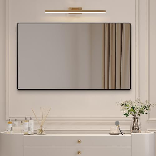 Boromal Spiegel Schwarz 120x70cm Rechteckiger Metallrahmen Badezimmerspiegel Schwarz Badspiegel Schwarz Wandspiegel Schwarz Dekorative Spiegel für Badezimmer, Waschräume, Schlafzimmer