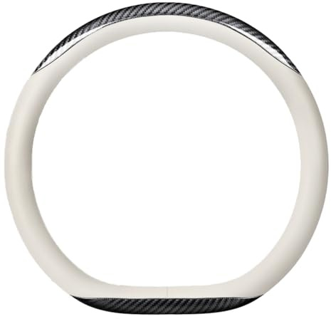 HNZZT Auto Lenkradbezug für BMW Serie 5 Series 5er Sedan F10 E60 E39 E34 / F07 Gran Turismo GT Sedan, Bequem Atmungsaktiv Ausgewähltes Leder Lenkradhüllen,D-White-Black Carbon Fiber