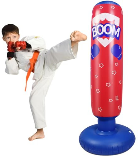 SUNSHINEMALL Sac de Frappe Lourd pour Les Enfants Boxe Dummy Gonflable Dinosaure Cool Fun Jouets pour Les garçons Cadeaux de Sport activités de Plein air Yard Games