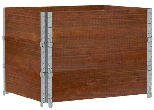 vidaXL Jardinera de madera maciza de pino marrón 80x60 cm, jardinera de exterior, jardinera para flores, macetero para tomates, jardinera de patio