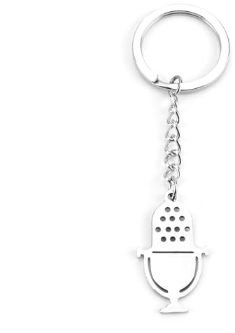 FRULX novelty keyrings,Personalised Teacher Gift Keychain for Women,Stainless Steel Mic Microphone Keyring with Creative Design,Couple Accessories,Simple and Fashionable Commuting Style,Friend Gift