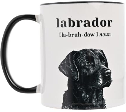 Widdop & Co. - Best of Breed - Black/White Ceramic Mug Cup - Labrador. Coffee & Tea Gifting & Homeware for Animal, Dog & Pet Lovers. 11oz / 310ml.