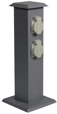Garten Steckdosensäule aus Edelstahl, Outdoor, IP44, mit 4-Steckdosen, Edelstahl, Höhe 40 cm, (Anthrazit, Höhe 40 cm)