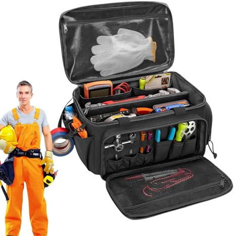 Bolsa de trabajo grande con asa - Bolsa táctica impermeable, bolsa de herramientas de jardín portátil | Bolsa de trabajo multiusos para reparador, bolsa de herramientas de nailon con fondo