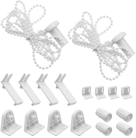 CONNECTION 2 Set Roller Blind Fittings Replacement Repair Kit 17mm Roller Blind Spares Roller Blind Brackets with Fixing Glue 2M Beaded Chain Spare Kit for Curtain Rods Windows Fixing Curtain Blinds