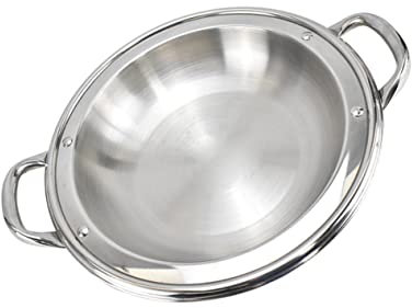 PHENOFICE Plancha En Acier Inoxydable Poêle à Griller Pour Grill Extérieur Marmite De Soupe Épicée Multicuiseurs Wok De Cuisine Plats De Cuisson Pour Le Four Petit Wok Fondue Coréenne Silver