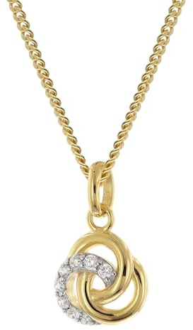 GLIZZ Zirkonia-Anhänger Gold 333/8K an vergoldeter Silberkette GL8674 | traumhafter Halsschmuck für Damen, elegantes Accessoire und edle Geschenkidee