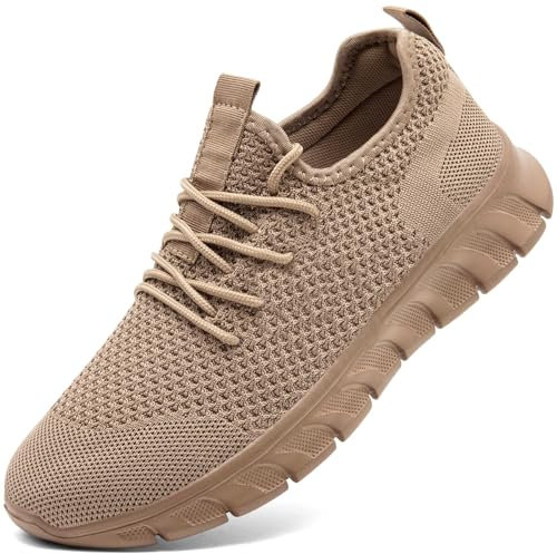 Damyuan Schuhe Herren Sneaker Laufschuhe Sportschuhe Turnschuhe Wanderschuhe weiß atmungsaktiv leichte männer Freizeitschuhe Herrenschuhe braun 44