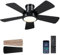 Surtime Ventilador de techo con luz,101.59CM Ventilador de techo blanco moderno con luz y control remoto/APP con motor DC reversible para dormitorio (Negro)