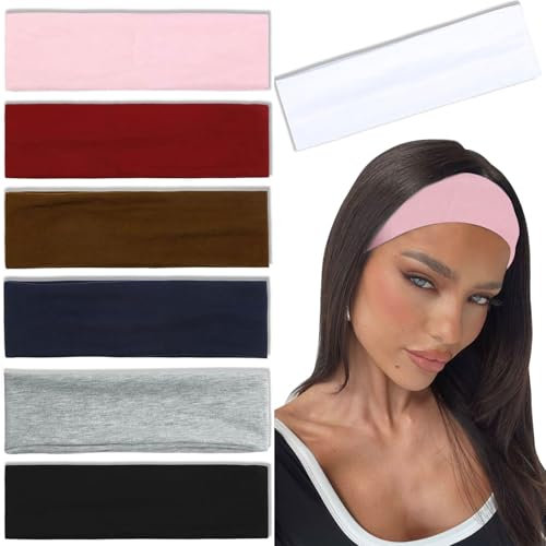 Nayyana 7 Stück Haarbänder für Damen, rutschfest, trendige Damen-Haarreifen, elastische kopfband, Haar, Workout, Schweiß, weiches, Farbe 4