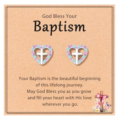 JOGDIAM Baptism Gifts for Girl Kid Cross Earrings Christening Baptism Decorations Favors for Girls