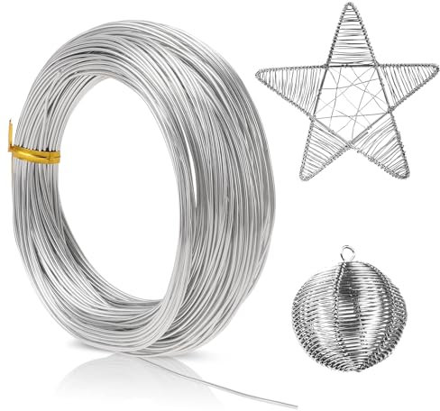 Basteldraht 1 mm X 30 m, Draht zum Basteln Aluminium Handgefertigter, Basteldraht Dünn, Strickschlauch, Schmuckdraht, Draht Basteln Silbern Aludraht für Schmuckherstellung, Diy Bastelarbeiten