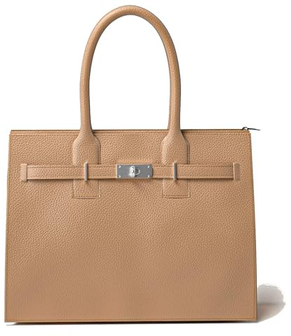 KMISSO Damen Handtasche Echtleder Made in Italy – elegante Leder Schultertasche mit Umhängegurt, italienische Damentasche 31x24x12 cm