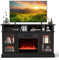 COSTWAY Electric Fireplace Insert TV Stand, Entertainment Center Console Table for 50 TVs with RGB LED Lights, Adjustable Flame, Overheat Protection Fireplace Heater & Remote Controls (Black)