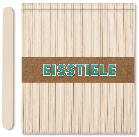 100 Eisstiele aus Birkenholz - Bastelstäbchen für DIY – Glatte Holzstäbchen zum Basteln & Eis am Stiel – Eisstäbchen Holz Natur – Popsicle Sticks nature