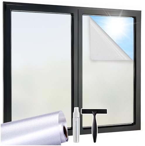 Lifetree Fensterfolie Blickdicht Sichtschutz Milchglasfolie, 75x200cm Set | Sichtschutzfolie fenster innen Statisch Haftend UV-Schutz Beidseitiger Sichtschutz ohne Klebstoff Dekorfolie Für Zuhause Büro